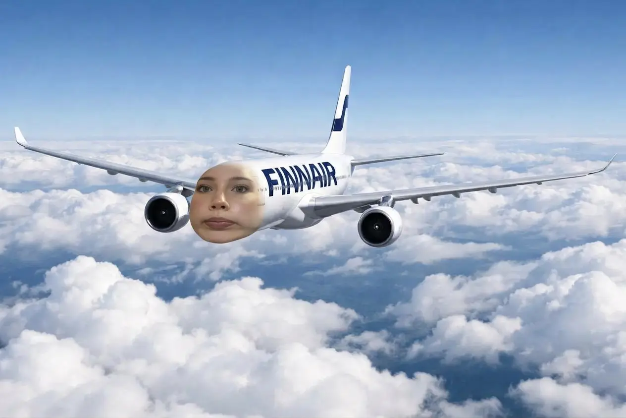 Finnairin kone, jonka nokassa on Siirin kasvot